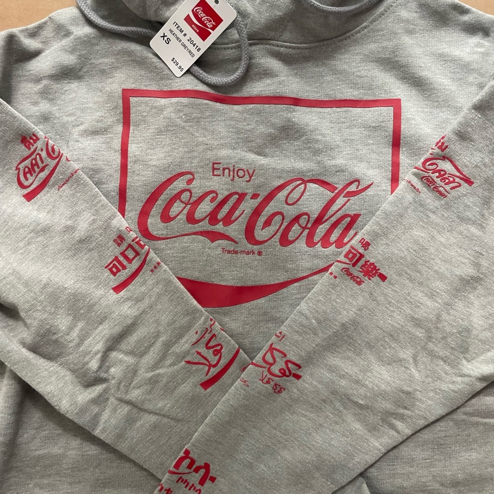 Girls NWT Gray Coca-Cola Cropped Hoodie XS